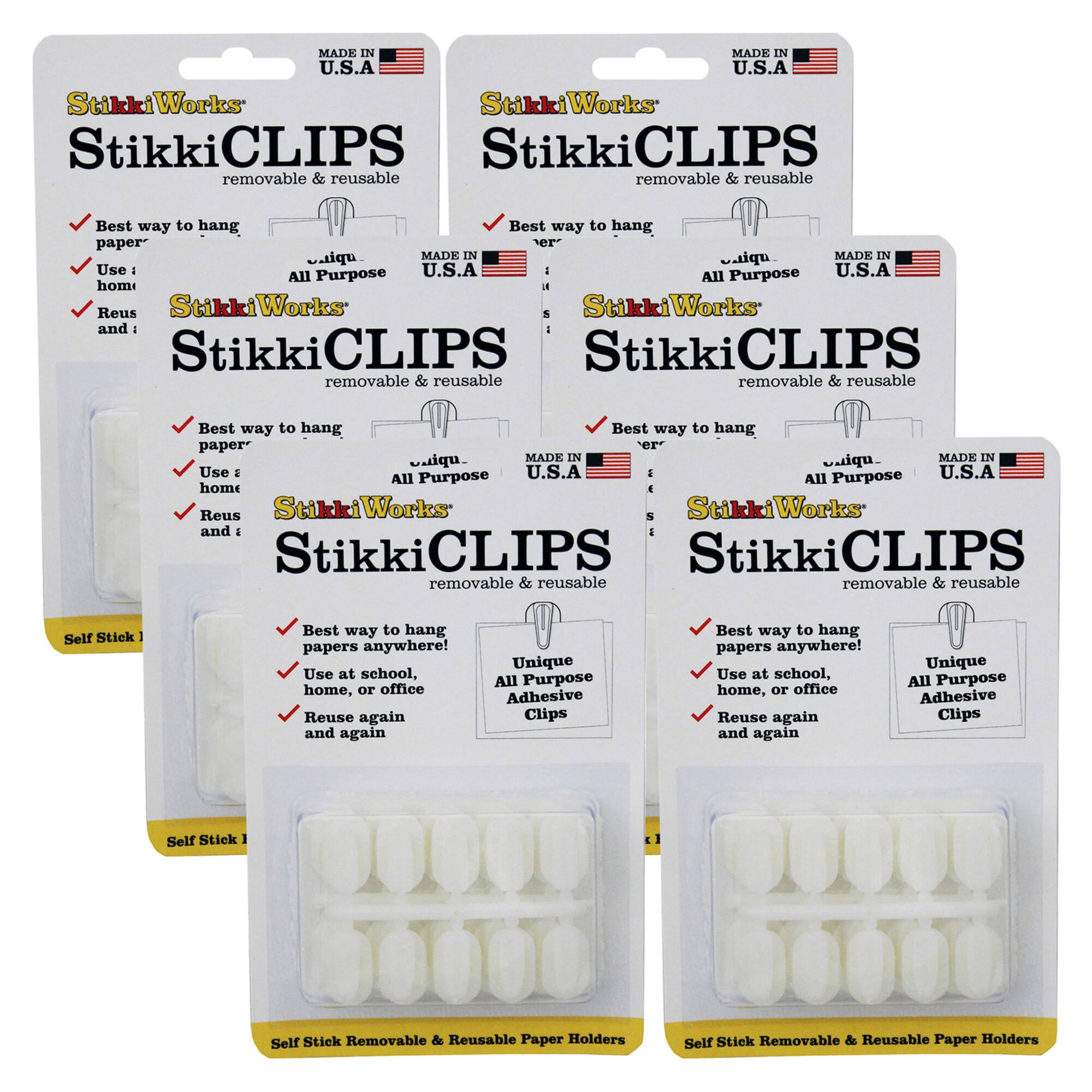 StikkiCLIPS™ White, 6 Packs of 120